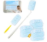 32 Pezzi per Swiffer Panni Catturapolvere Ricambi Kit,3D 360° per Swiffer Duster Piumini Ricariche, con Manico e Palo Telescopico, per Intrappolare Sporco, Polvere