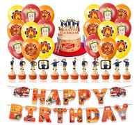 32 Pezzi Pompieri Compleanno Decorazioni, Decorazione Compleanno Vigili del Fuoco Palloncini, Decorazione Festa Tema Vigili del Fuoco, Palloncini Compleanno Ragazzo, Pompiere Decorazioni Torta