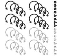 32 Pezzi Septum Piercing Acciaio Chirurgico 14G Taglie Multiple Anello a Ferro di Cavallo Diaframma al Naso Orecchini a Cerchio a Ferro di Cavallo Donna Uomo Sorriso Gioielli Piercing Naso Anello