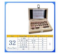 32 pezzi, set di calibri a blocchetto, grado 0/grado 1, in acciaio rapido, strumenti for falegname, ispezione e misurazione, Liport-PMA(32 pcs 1 Grade)