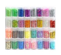 32 pezzi set di glitter per artigianato - Polvere di glitter fine e appiccicosa per fai da te, nail art, decorazione in resina epossidica, carta, mascherata