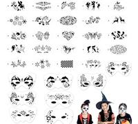 32 Pezzi Stencil Tatuaggi Temporanei, Stencil Tattoo per Truccabimbi, Modello di Pittura per Compleanno, Festival, Mascherata, Halloween