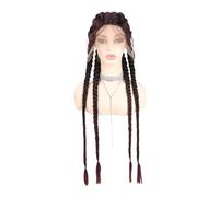 32 pollici, 4 trecce a torsione olandese per donne Fishbone Braids Sintic T Part Lace Front Braids Wigs Daily Use(T99J)