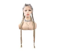32 pollici, 4 trecce intrecciate olandesi per donne Fishbone Braids Sintic T Part Lace Front Braids Wigs Daily Use(T1B 613)