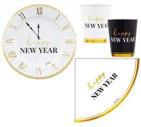 32 pz coordinato CAPODANNO Happy New Year piatti bicchieri tovaglioli addobbo ta