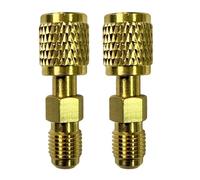 32 R454ABC Adattatore in ottone per refrigeranti con filettatura inversa in lega connettore da 1/4" per migliorare la stabilità del giunto del tubo SAE maschio all'adattatore femmina