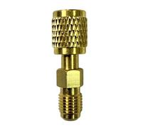 32 R454ABC Adattatore in ottone per refrigeranti con filettatura inversa in lega connettore da 1/4" per migliorare la stabilità del giunto del tubo SAE maschio all'adattatore femmina