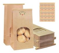 32 sacchetti di carta per il pane con pannello trasparente e cravatta in | I sacchetti di carta marrone resistenti all'olio e all'acqua mantengono freschi i prodotti da forno, i dolci e gli snack con