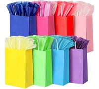 32 sacchetti regalo con 32 tessuti, 8 colori per bomboniere con manici, sacchetti regalo arcobaleno per matrimoni, compleanni, forniture per feste e regali (L)