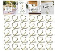 32 segnaposto da tavolo per matrimoni, clip portafoto dorate per tavoli, chiusura a forma di cuore, per matrimoni, feste, riunioni, anniversari (2,8 x 2,48 cm)