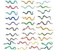 32 serpenti realistici in plastica - Mini serpentine di simulazione - Falsi serpenti - Accessori da gioco a corde - per Halloween - Pesce di aprile