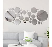 32 Specchio Adesivo da Parete, Adesivi Specchio in Acrilico, Specchio da Parete per Cerchi Stereo 3D, Fai da te, Decorazione per Soggiorno, Camera da Letto, Ufficio, TV(2,2/2,5/3,5/5,5/8/15 cm)