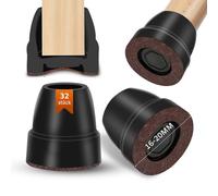 32 tappi per gambe della sedia, 16 - 20 mm, resistenti all'usura e silenziosi, tappi di protezione per gambe della sedia con feltro di alta qualità, tappi per gambe e pavimento