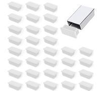 32 Tappi Rettangolari con Alette in Polietilene per Tubi - Cuscinetti di Chiusura per Acciaio, Inox e Profilati in Alluminio - Protezione per Estremità (Bianco,20 * 40mm)