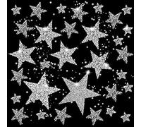 32 toppe termoadesive a forma di stella con strass, per vestiti, jeans, scarpe, 5 misure, colore: argento