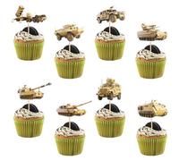 32 topper per cupcake a tema militare, decorazioni per feste a tema militare, plettri per torte per feste di compleanno, baby shower e celebrazioni