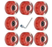 32 x 58mm Roller Skate Ruote con Cuscinetti,8pz Light Up Ruota Quad,Rosso Luce