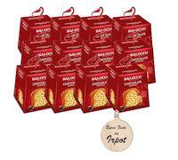 32 X Mini Panettone Balocco con gocce di cioccolato 80 g + 32 tag in legno augurali per i clienti mini panettoncino + tag personalizzabili regalo aziende negozi aziendale clienti personalizzato