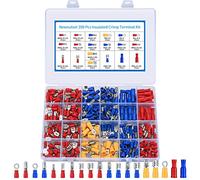 320 Pezzi Connettori Capicorda Elettrici, Connettori a Crimpare Elettrici Terminali Kit, Connettore Capicorda ad Forcella Occhiello Vanga Anello Isolati Assortimento Set