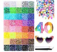 32000 pezzi di strass per kit di abbellimento, 40 colori, 3 mm, strass termoadesivi Hotfix con pinzetta e penna, kit per nail art e bedazzling per tessuti, artigianato, unghie, diamond painting (40
