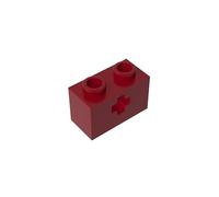 32064 pietra tecnica tecnica 1 x 2 con manicotto per asse tipo 1 [+ apertura] e perno inferiore, 50 pezzi GDS-633, compatibile con mattoncini Lego, colore: rosso scuro 154