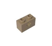 32064 pietra tecnica tecnica 1 x 2 con manicotto per asse tipo 1 [+ apertura] e perno inferiore, 50 pezzi GDS-633, compatibile con mattoncini Lego, colore: beige scuro 138