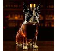 320ML Decanter Whisky - Art Scultura Statua, Bottiglia Di Whisky E Vino A Forma Di Cane Boston Terrier 3D, Decanter Per Whisky In Vetro Originale, Caraffa Vino Vuota Creativa Realizzata A Mano(C)