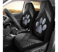 321 2 Pezzi Set di Copri Sedili Zampa di Cane Sfondo Argento Auto Macchina Seat Coverset Coprisedile Soft Confortevole Coprisedili per Auto Anteriori per Auto, SUV, Macchina, 52X138cm