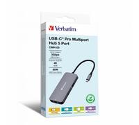 32150 23942321507 Verbatim CMH-05 USB tipo-C 5000 Mbit/s Argento, Docking statio