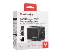 32217 Verbatim GaN Charger 65W Universale Nero AC Ricarica rapida Interno