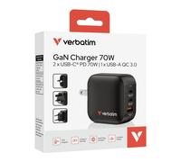 Verbatim Mini GaN Charger 70W Universale Nero AC Ricarica rapida Interno