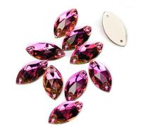 3223 Perline di vetro con retro piatto per cucire strass Strass da cucire su pietre e cristalli per artigianato-Rosa-9x18mm 72 pezzi