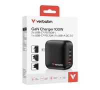 Verbatim - Mini GaN Charger 100W Universale Nero AC Ricarica rapida Interno
