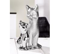 32395 Coppia Di Gatti Seduti Madre E Cucciolo Gatto Argento 11,3 X 14,6 X 21,6Cm