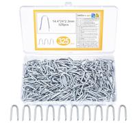 325 Pz Chiodi a U, Graffette per Recinzioni, Graffette a U in Metallo Zincato, Chiodi di Graffetta, Perni per Fissaggio Rete Recinzione Metalliche Giardino in Legno(14,4 x 24 mm)