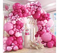327/150/100 pezzi Kit arco ghirlanda di palloncini rosa acceso, palloncini rosa acceso da 18", 12", 10", 5", palloncini in lattice metallici rosa per feste di compleanno, matrimoni, battesimi, festa d