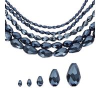 328 PCS Perline Cristallo Lacrime 5 Misure per DIY Collana, Nero Lucido