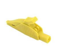 32A / 1000V Car Battery Secure Clip | Textured Grip Brass Electric Test Clip with PA Insulation Cover | 4mm Banana Plug for Automotive Electrical Testing (Yellow)