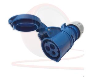32amp 240v 2P + Mi Ceeform Cavo Attacco Blu Femmina Spinotto. 3 Asta PCE (223-6)