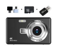 (32G Memory, Black) Beginner Friendly 4k Digital Camera 16X Zoom Small Photography Camera Birthday Present
