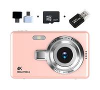 (32G Memory, Pink) Beginner Friendly 4k Digital Camera 16X Zoom Small Photography Camera Birthday Present