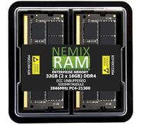 32GB 2X16GB DDR4 2666MHZ PC4-21300 2Rx8 1.2V CL19 260-PIN ECC Unbuffered SODIMM KIT NEMIX RAM Compatibile con Synology D4ES01-16G, D4ES03-16G NAS 23 Series: DS1823xs+ DS9233xs+ + DS723. +