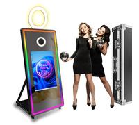 32in Selfie TouchScreen Magic Mirror PhotoBooth, moderna macchina da 65in Mirror PhotoBooth Machine, con luce RGB, per gli eventi natalizi di festa nuziale (Black, Photo Booth)
