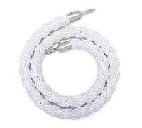 32mm Hemp Twisted Nylon Crowd Control Rope for Hotel Bank Bar Use,1.5m Long Barrier Rope VIP Stanchion Ropes(White)