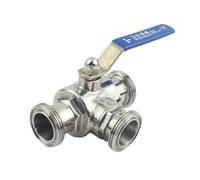 32mm SMS Connection End SUS 304 Stainless Steel L Port Tee 3 Ways Ball Valve Home Brew Beer