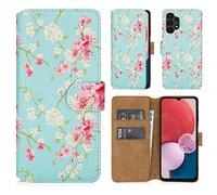 32nd - Custodia a Portafoglio in Pelle PU per Samsung Galaxy A13 4G (2022) & A04S (2022), Case Realizzato in Pelle Sintetica con Diversi Comparti e Chiusura Magnetica - Primavera Blu