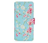 32nd Floreale Series 2.0 - Custodia a Portafoglio in Pelle PU per Motorola Moto G22, Case Realizzato in Pelle Sintetica con Diversi Comparti e Chiusura Magnetica - Primavera Blu