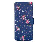 32nd Floreale Series 2.0 - Custodia a Portafoglio in Pelle PU per Motorola Moto G52, Case Realizzato in Pelle Sintetica con Diversi Comparti e Chiusura Magnetica - Vintage Rosa Blu