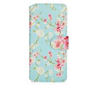 32nd Floreale Series 2.0 - Custodia a Portafoglio in Pelle PU per Motorola Moto G52, Case Realizzato in Pelle Sintetica con Diversi Comparti e Chiusura Magnetica - Primavera Blu
