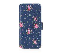 32nd Floreale Series 2.0 - Custodia a Portafoglio in Pelle PU per Samsung Galaxy A10 (2019), Case Realizzato in Pelle Sintetica con Diversi Comparti e Chiusura Magnetica - Vintage Rosa Blu